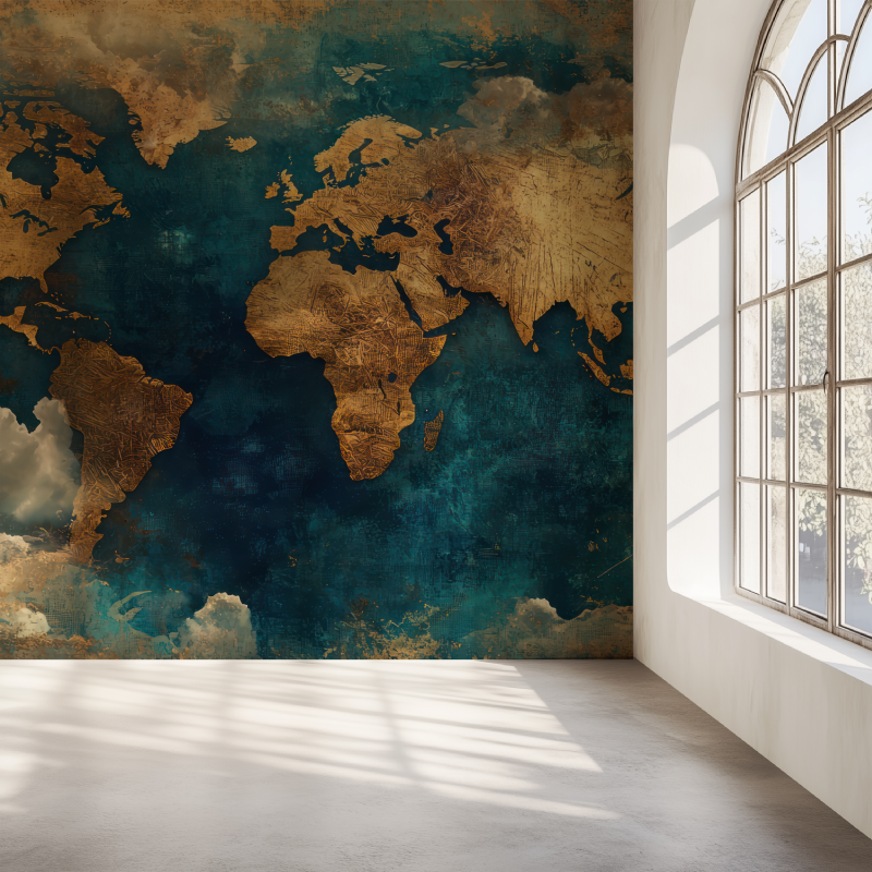 Papier peint carte du monde geante mur simple