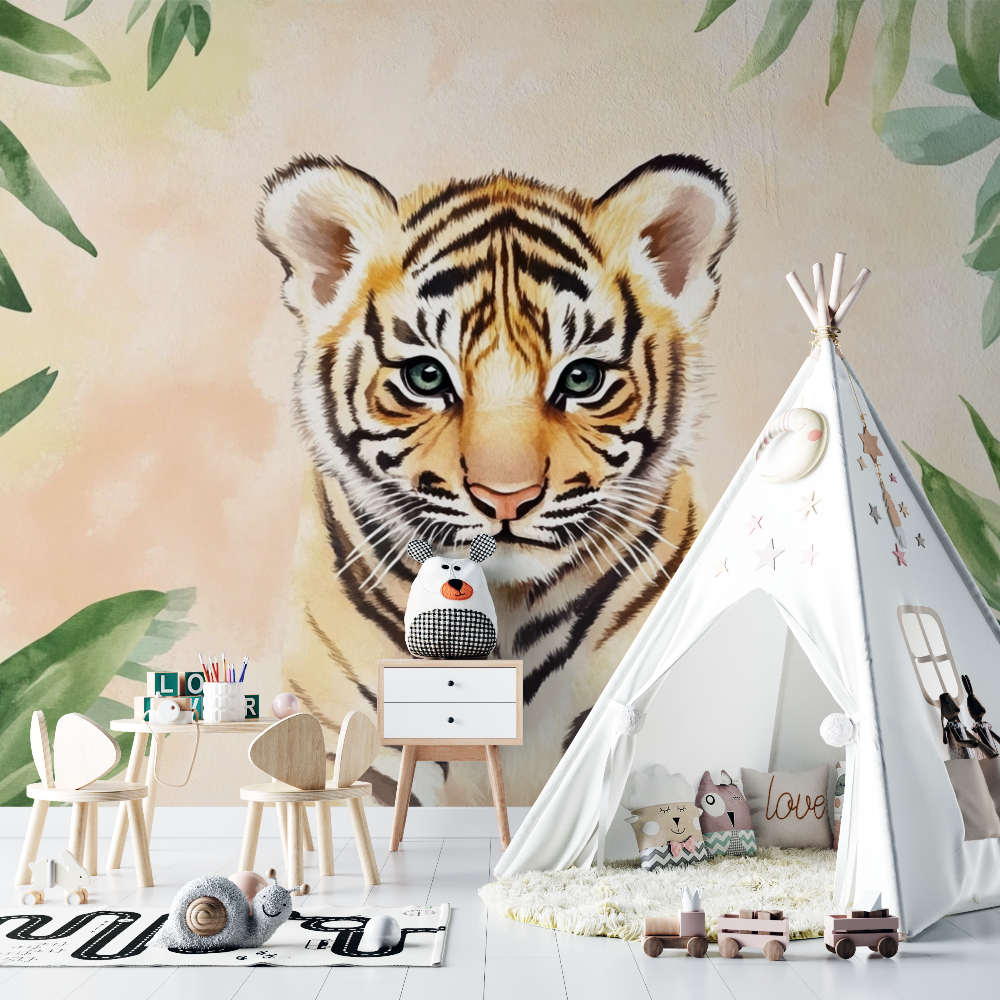 Papier peint tigre et animaux de la jungle chambre bebe
