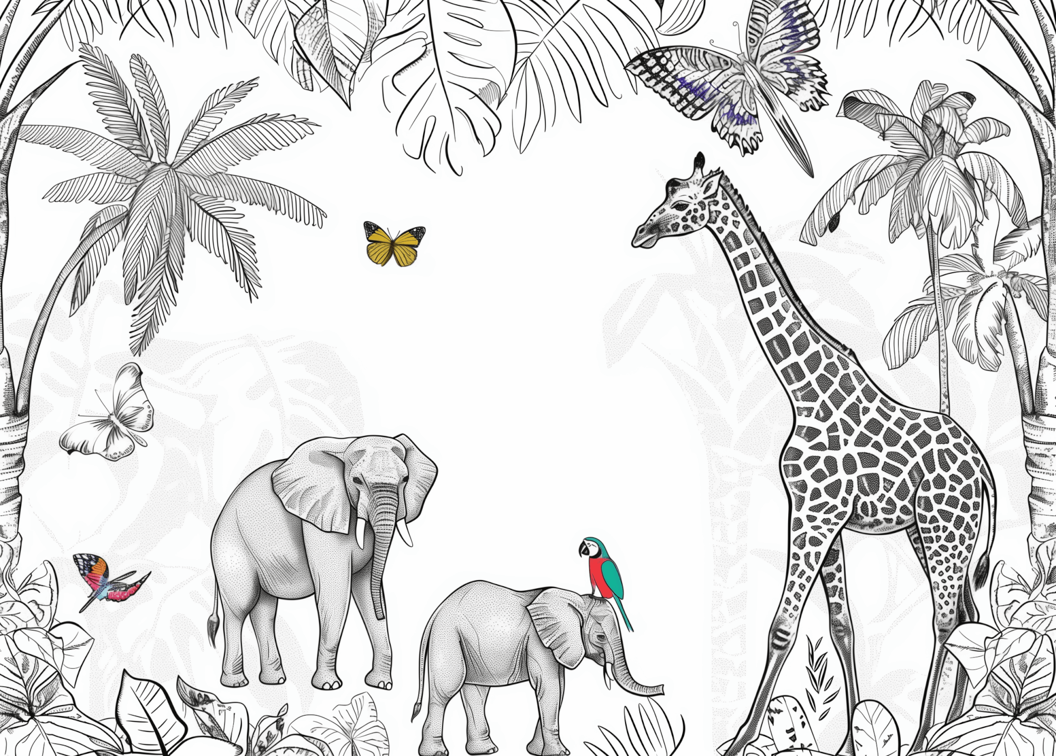 Papier Peint Panoramique Animaux de la Jungle