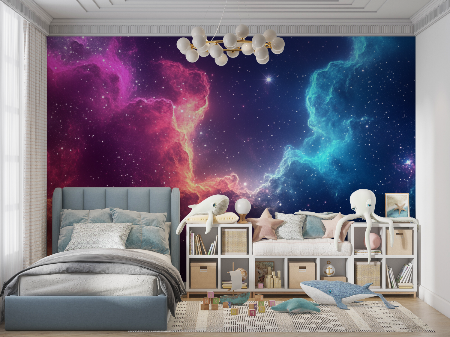 Papier peint galaxie panoramique garcon