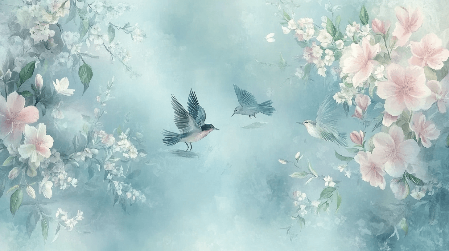 Papier Peint Fleur Et Oiseau