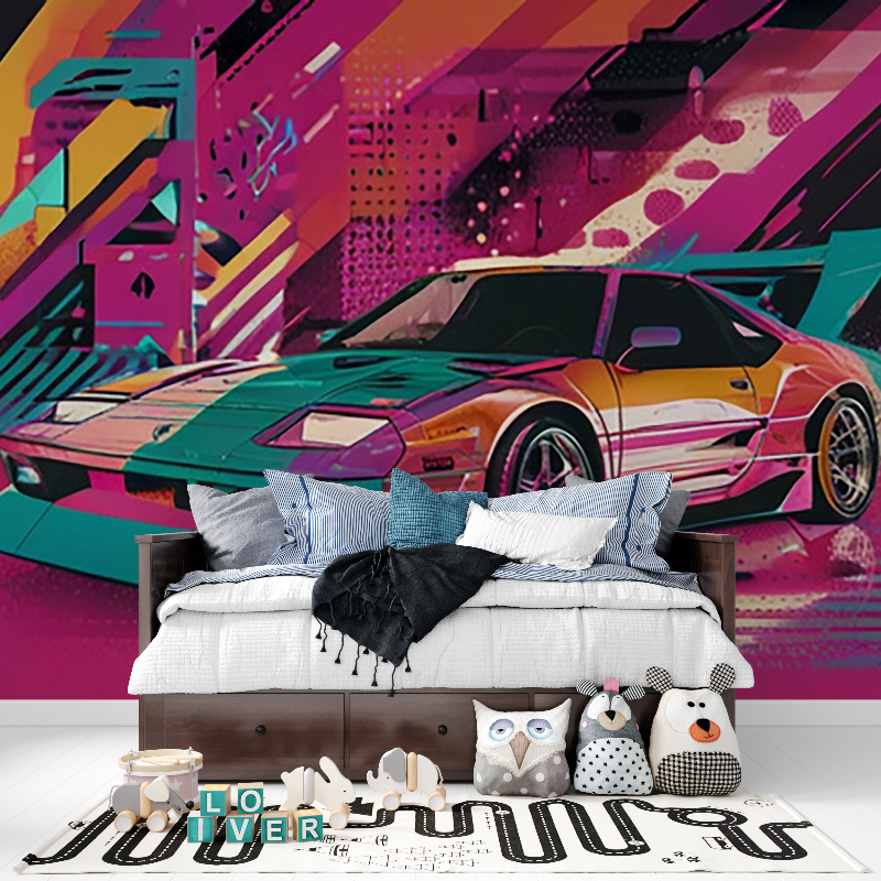 Papier peint voiture grafiti ado tapisserie pour ado