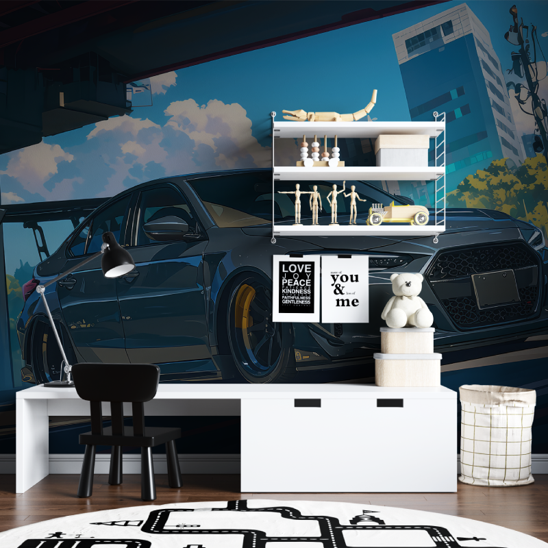 Papier peint anime voiture tapisserie chambre ados
