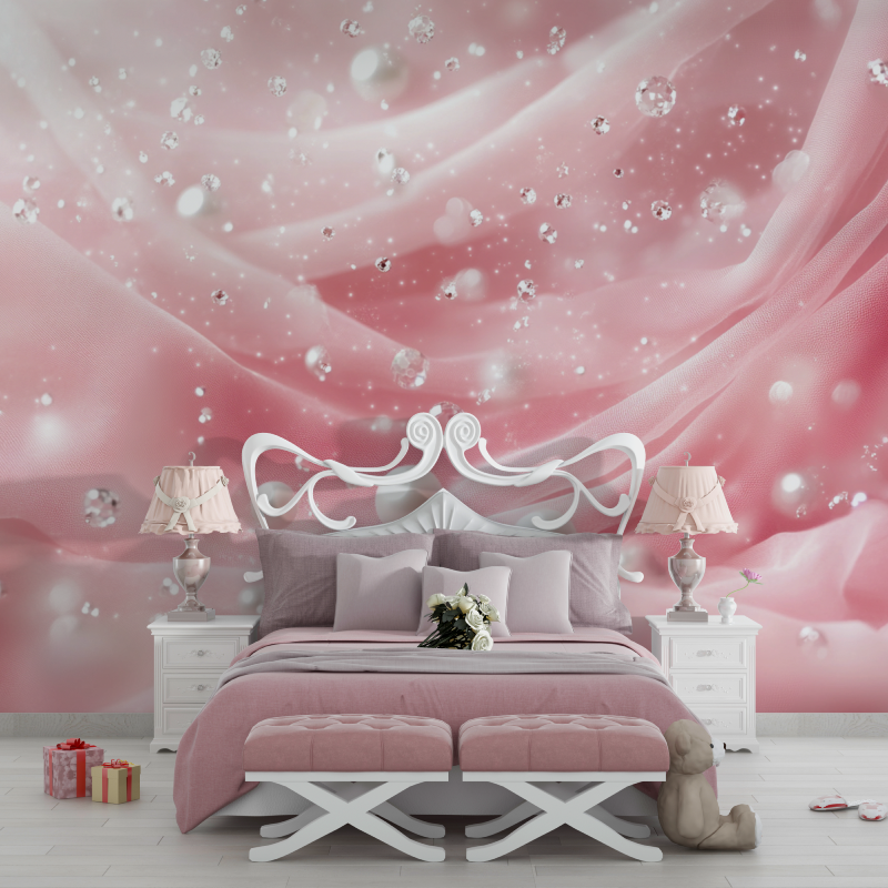 Papier peint princesse voile rose chambre filles