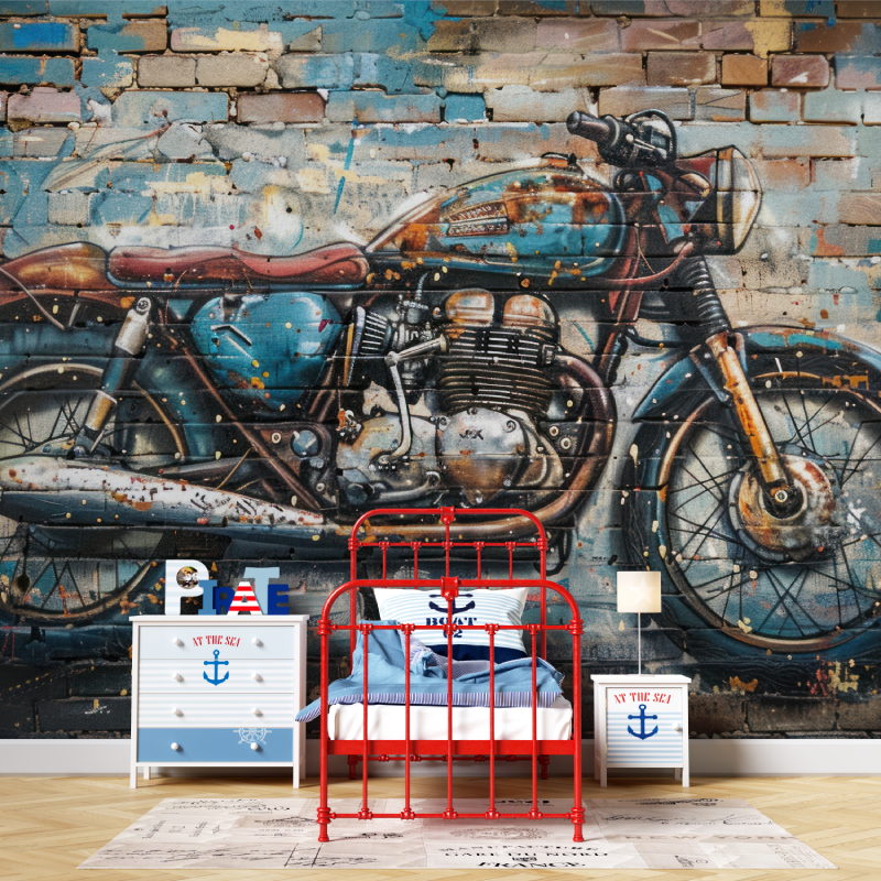 Papier peint graffiti moto vintage garcon567