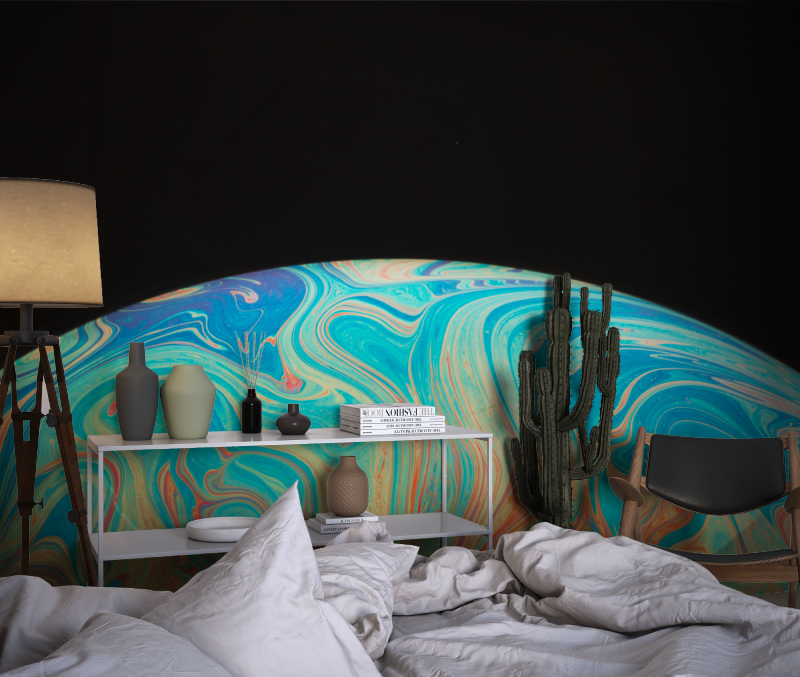 Papier peint espace terre verre chambre dado1