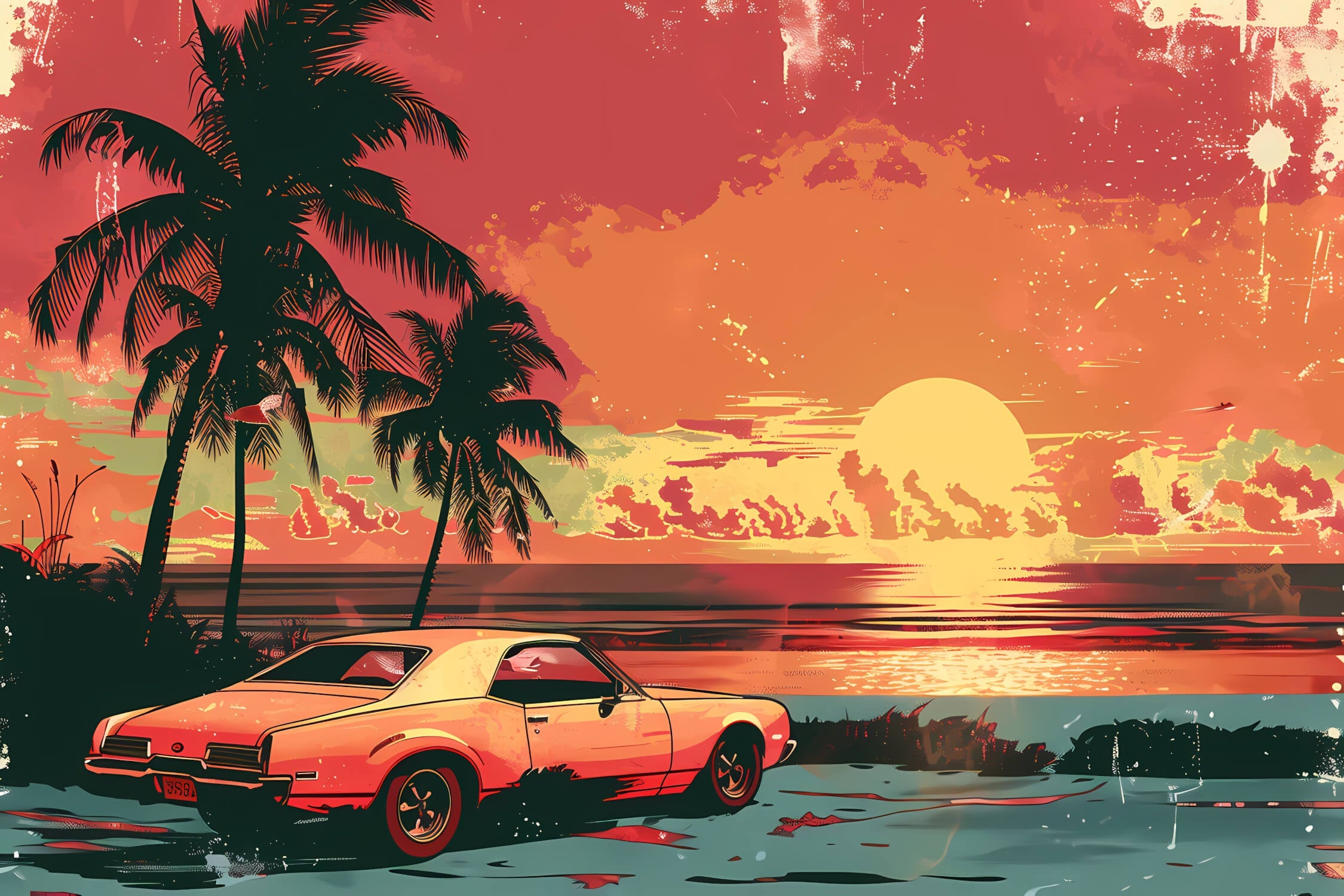 Papier Peint Retro Voiture Miami