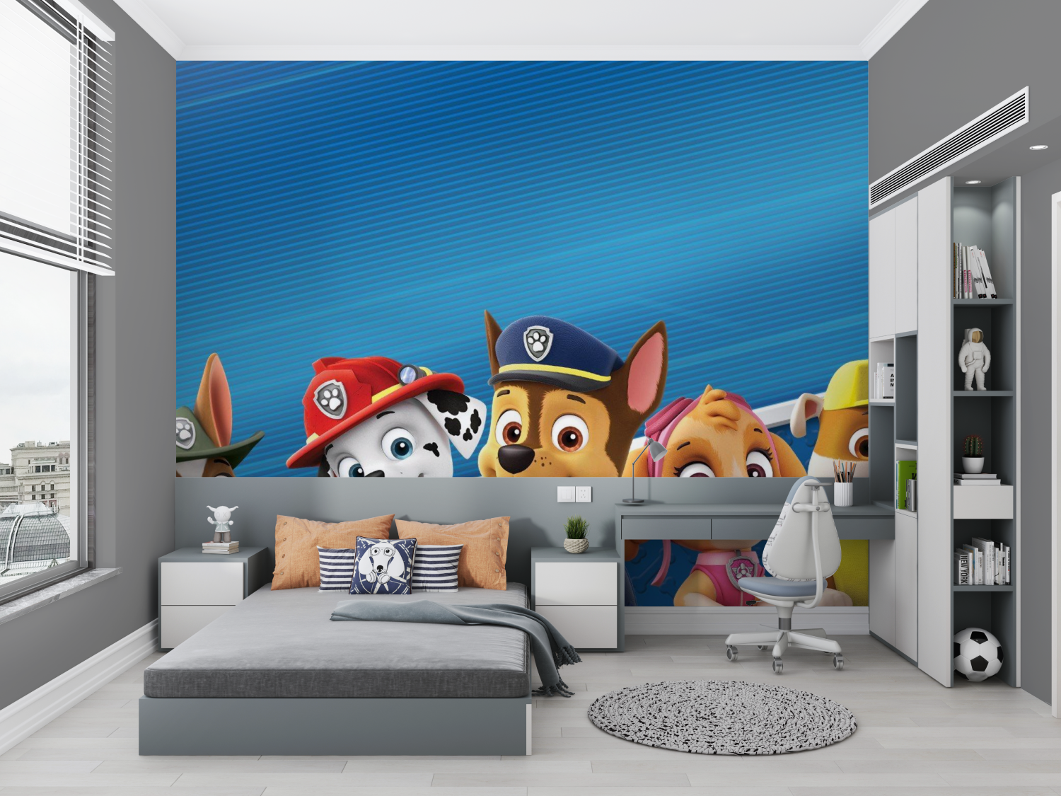 Papier peint pat patrouille panoramique chambre petit