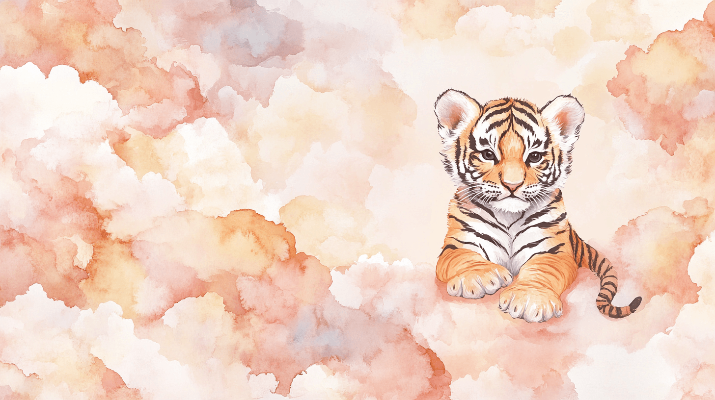 Papier Peint Tigre Et Nuages