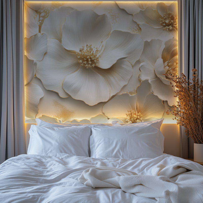 Papier peint fleur dore chambre premium