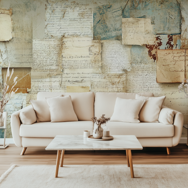 Papier peint vintage scrapbooking canape simple