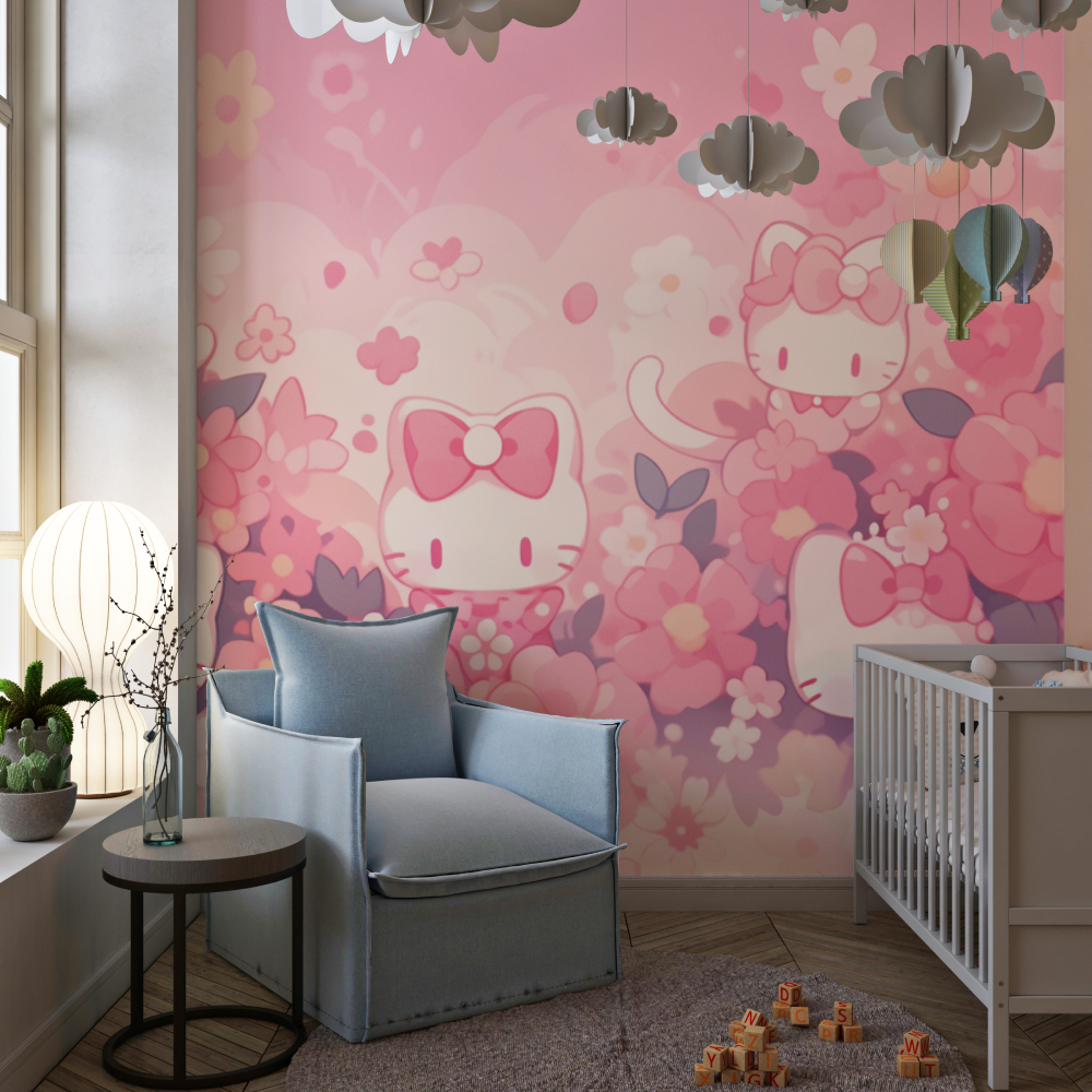 Papier peint hello kitty fille chambre de fille