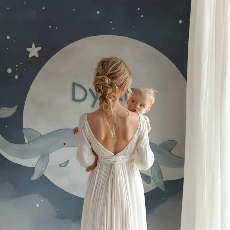 Papier peint prenom baleines bb123