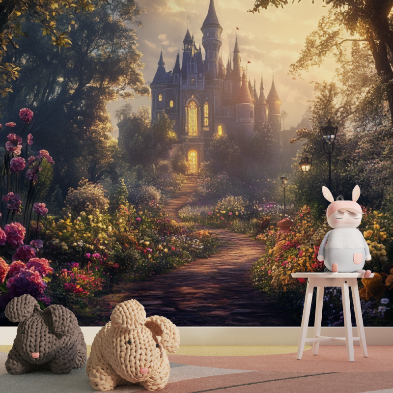 Papier peint princesse jardin d...eves tapisserie pour fille