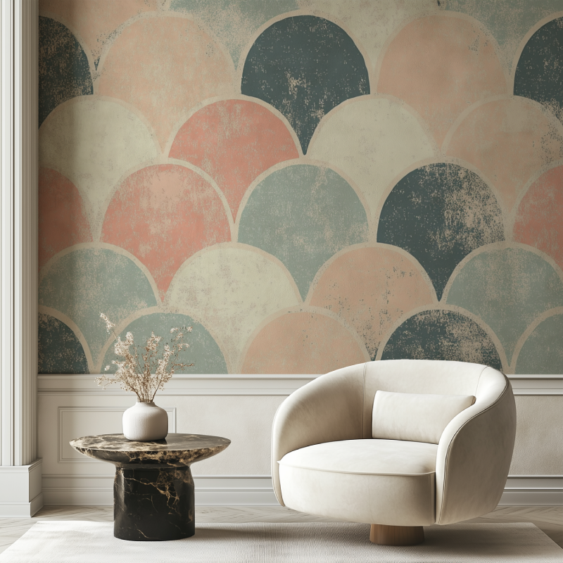 Papier peint vintage losanges chaise tendance