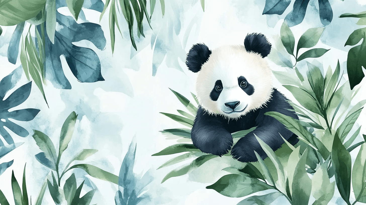 Papier Peint Panda Et Ambiance Tropicale