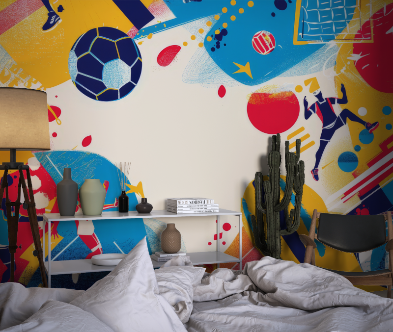 Papier peint foot enfants chambre dado1