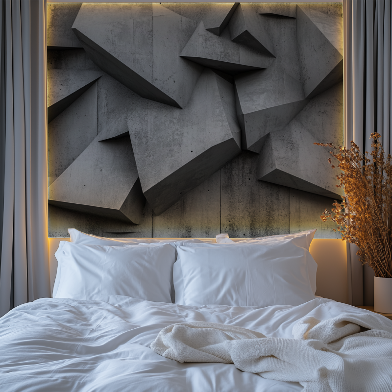 Papier peint 3d gris trompe loeil chambre premium