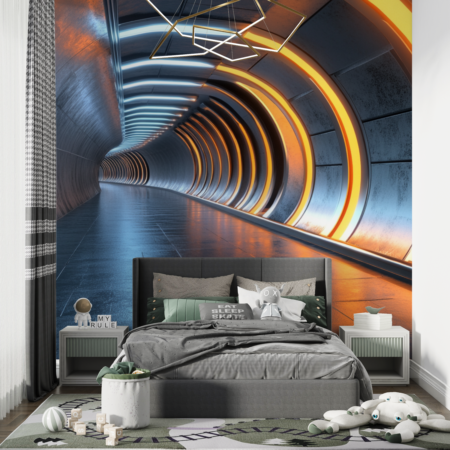 Papier peint couloir spatial chambre de garcon
