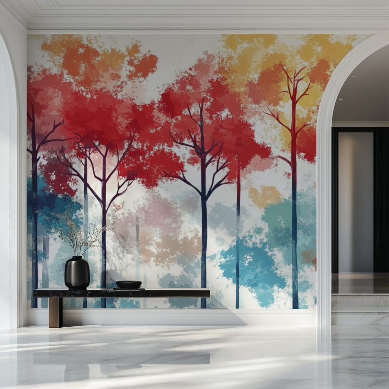 Papier peint arbre couleur salon beau