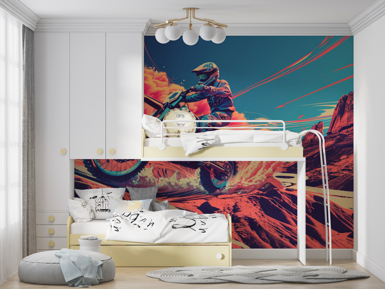 Papier peint moto cross chambre enfant manga hero