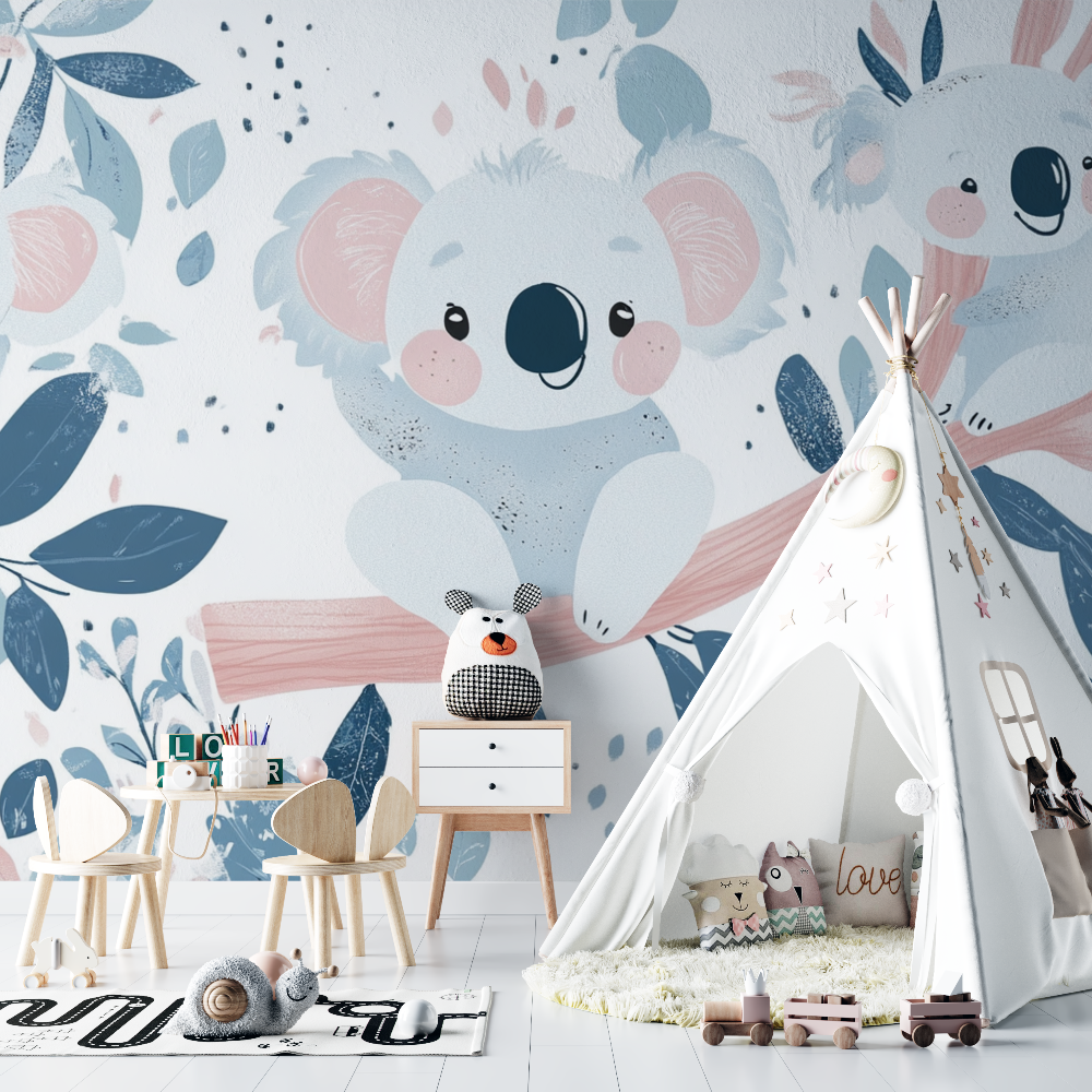 Papier peint koala et ambiance layette chambre bebe