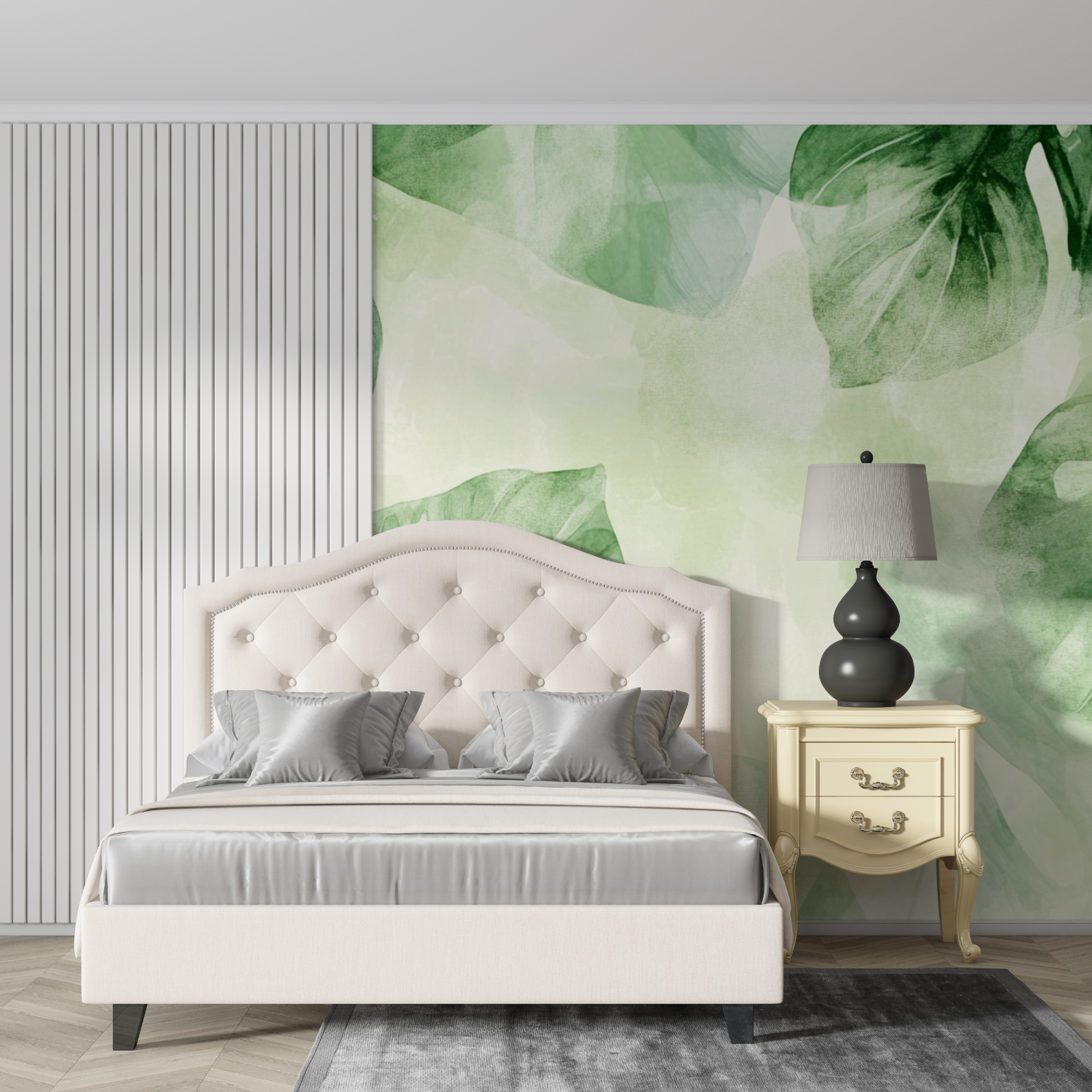 Papier peint aquarelle feuilles abstraites design