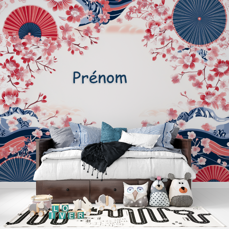 Papier peint prenom cerisier japonais panoramique garcon