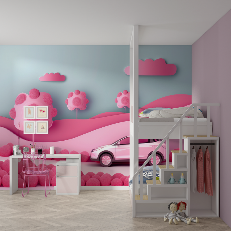 Papier peint pour chambre voiture fille 3d mur chambre fille