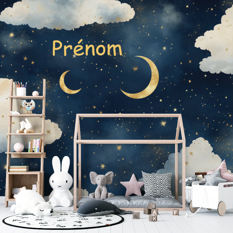 Papier peint prenom nuages ciel etoile 12
