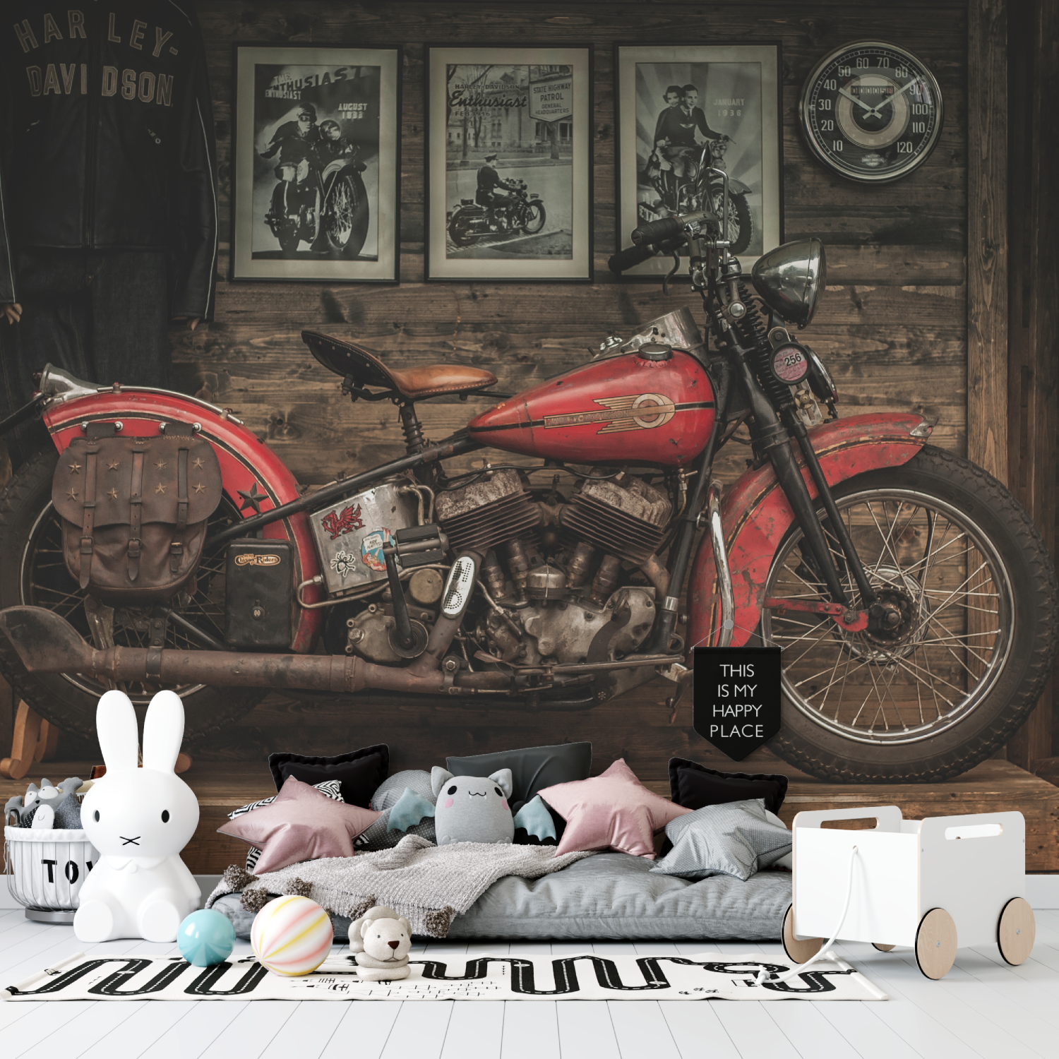 Papier peint moto americaine tapisserie garcon