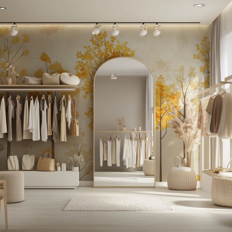 Papier peint arbre jaune dressing