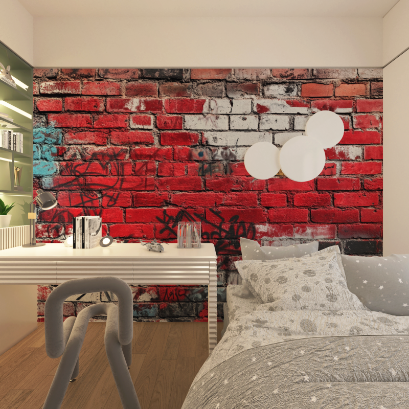Papier peint effet brique tendance chambre adolescents