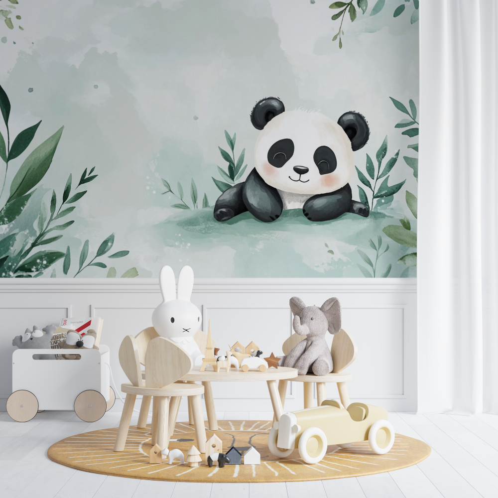 Papier peint panda endormi chambre de bebe