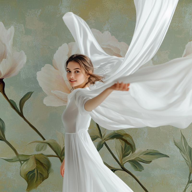 Papier peint fleuri vintage camelia modele