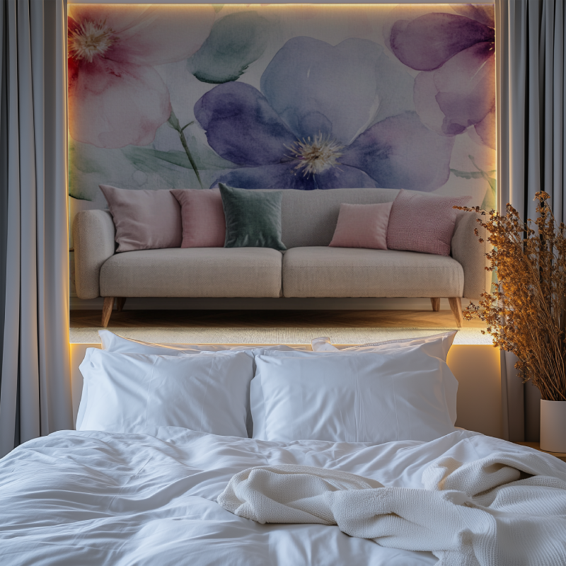 Papier peint fleur geante chambre tendanc