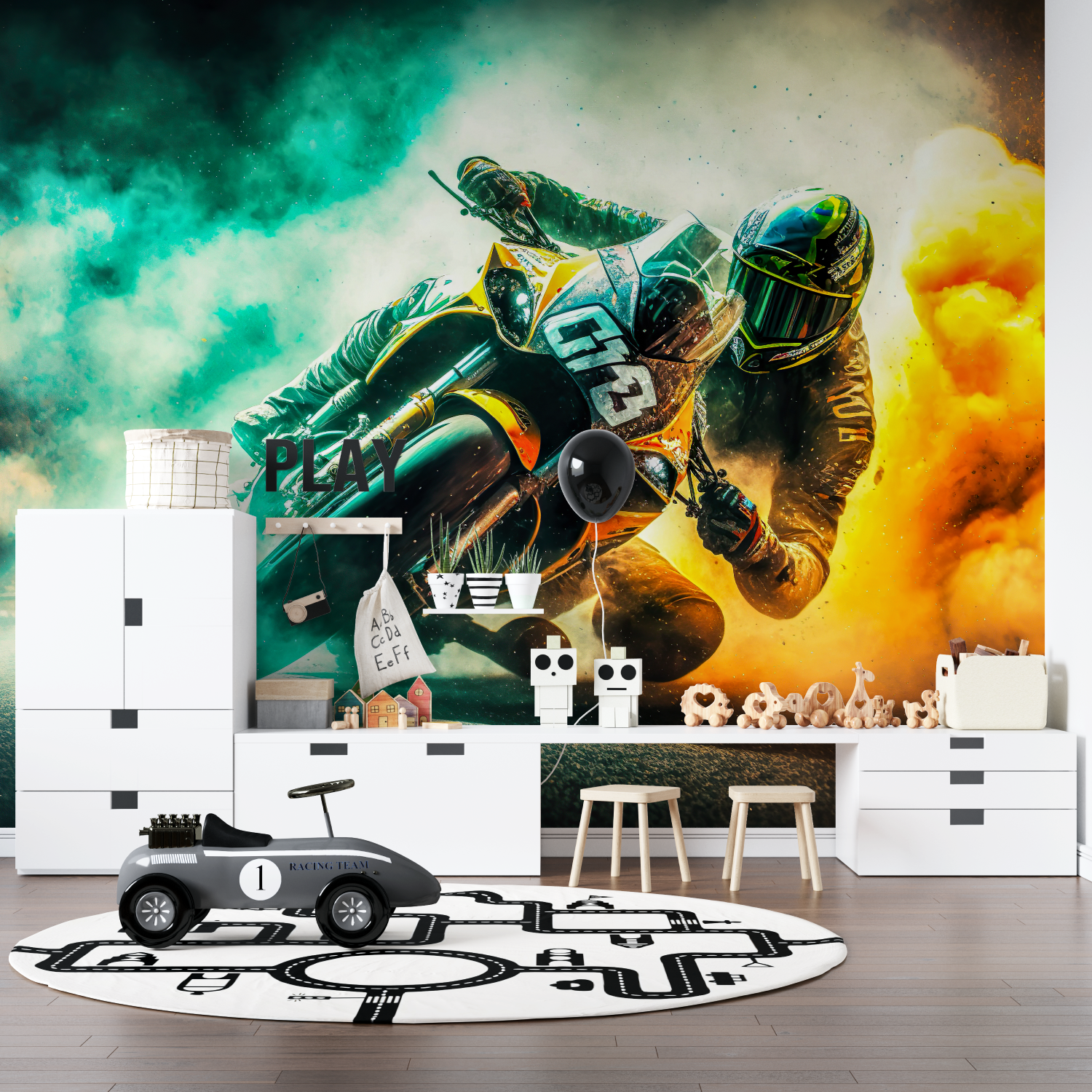 Papier peint moto de course pano anime