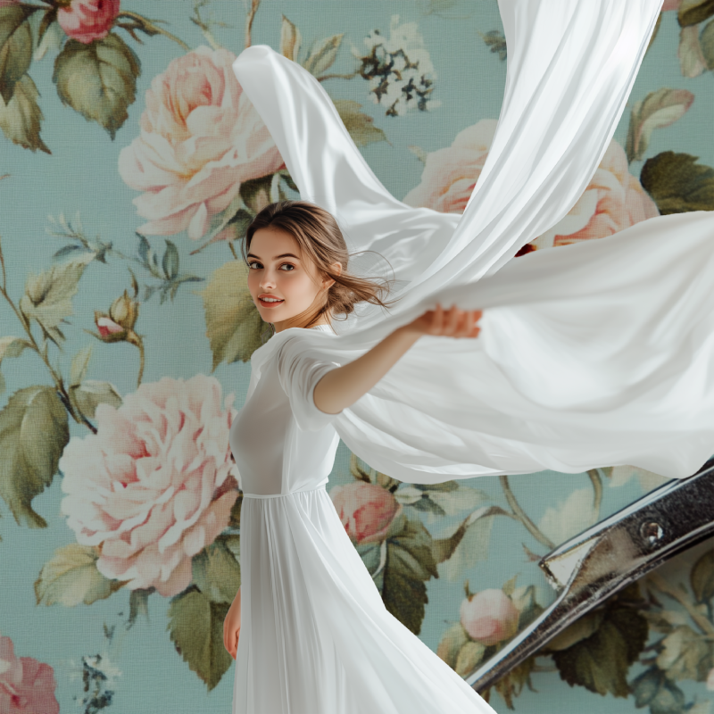 Papier peint vintage fleuries modele