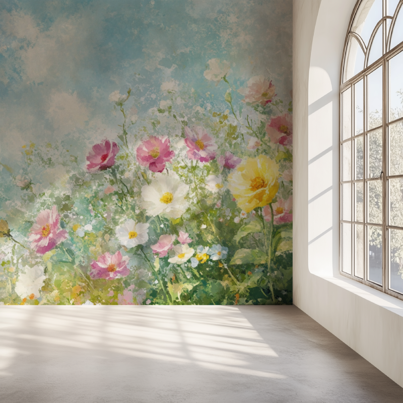 Papier peint fleur de jardin mur simple