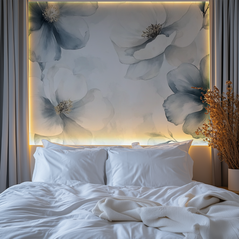 Papier peint fleur bleu ciel chambre premium