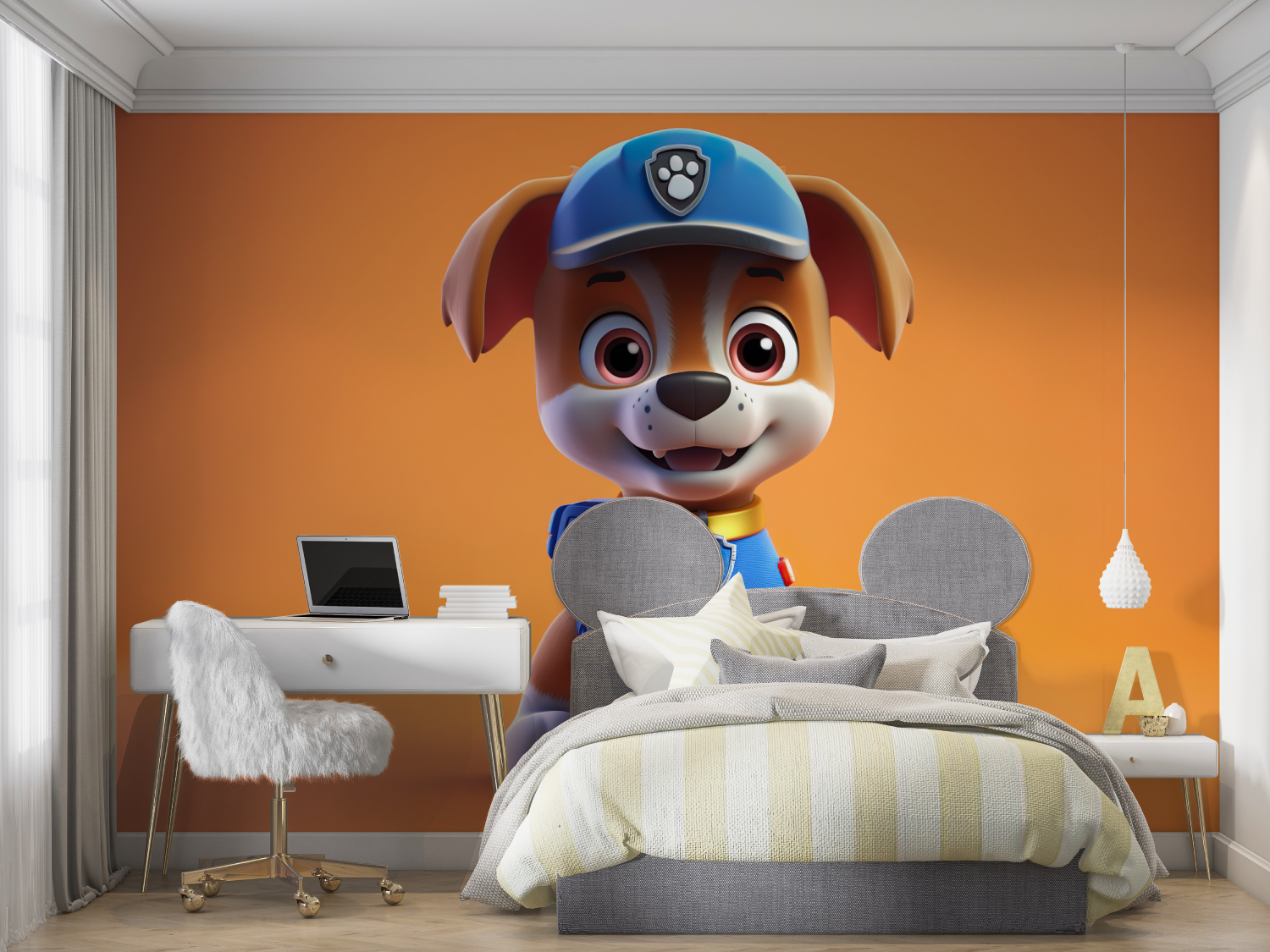 Papier peint pat patrouille orange mur chambre panoramique