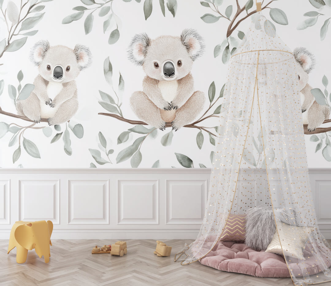 Papier peint koala et douceur lactee bebe