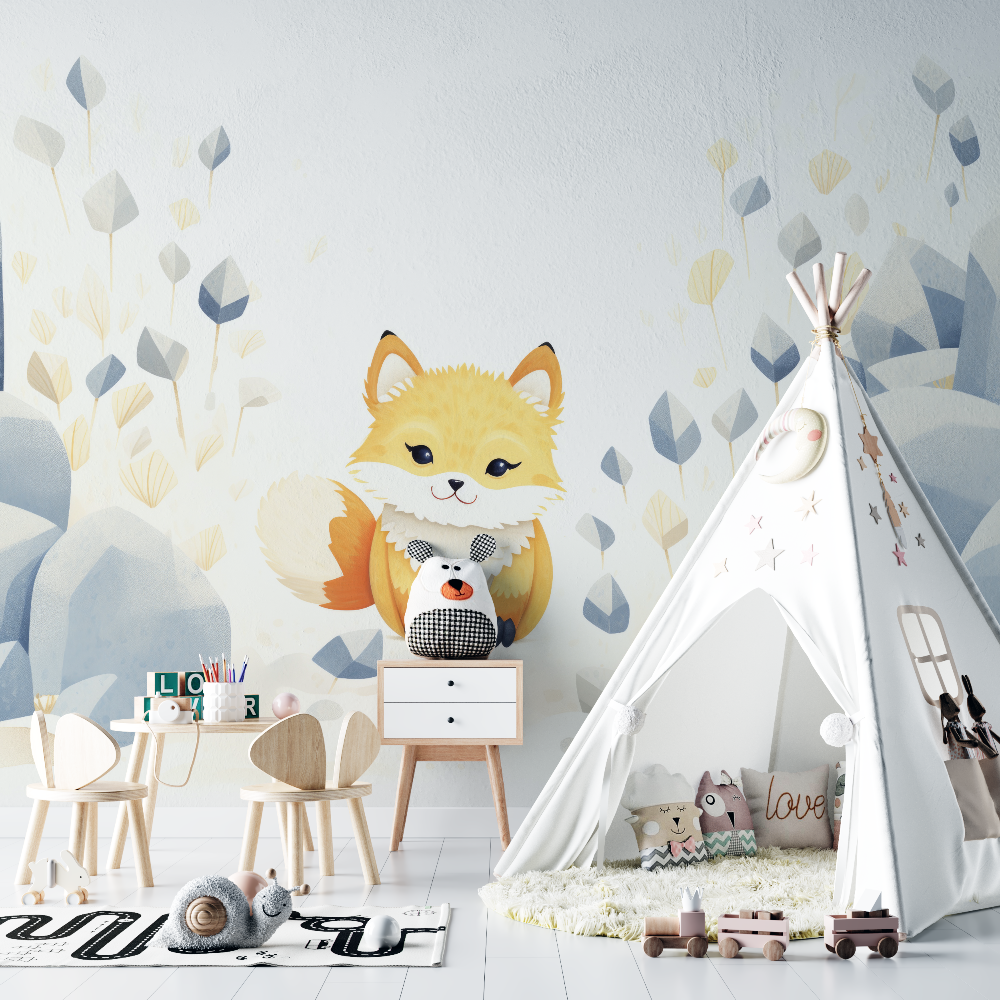 Papier peint renard mural chambre bebe