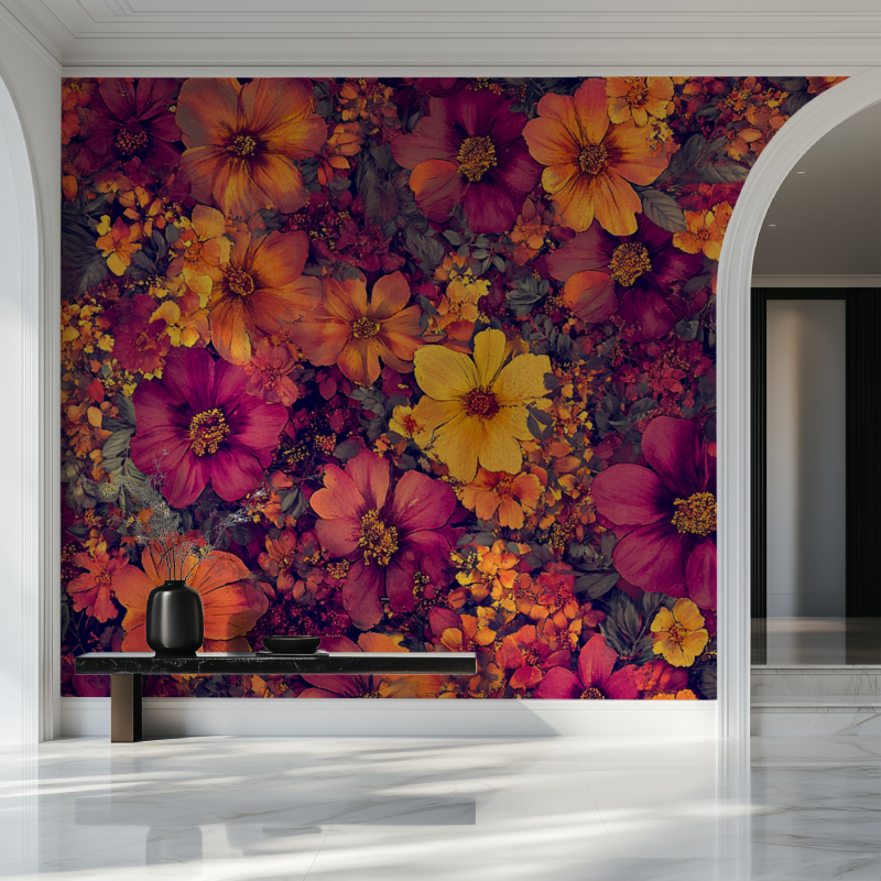 Papier peint fleur lyberty salon beau