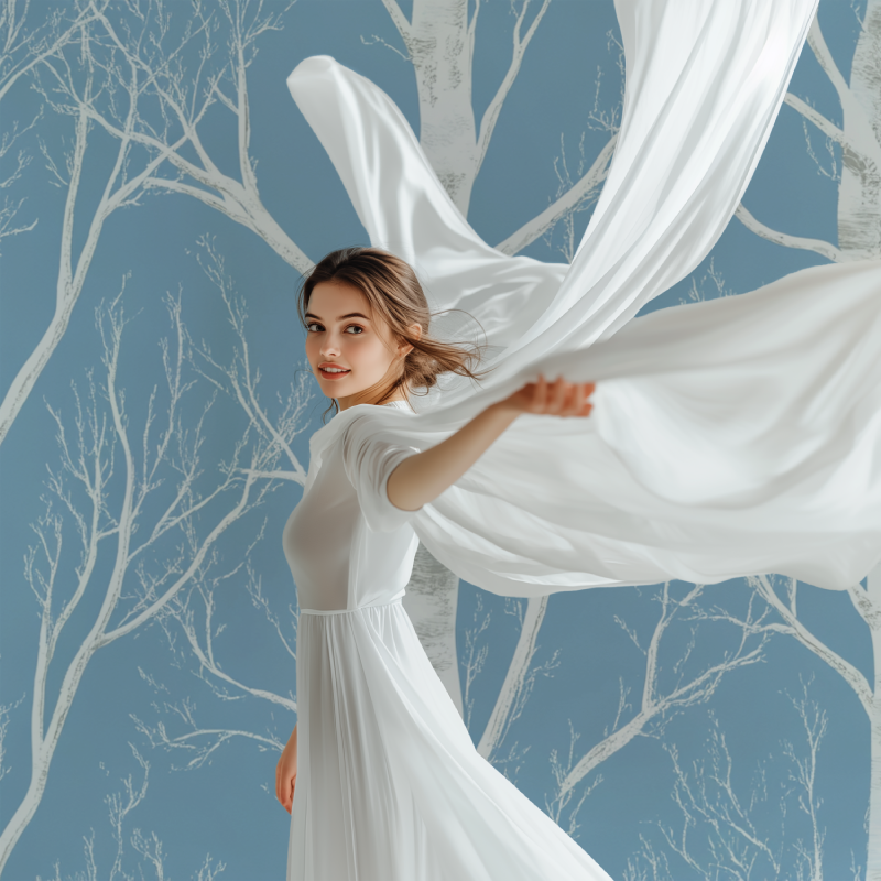 Papier peint arbre blanc modele