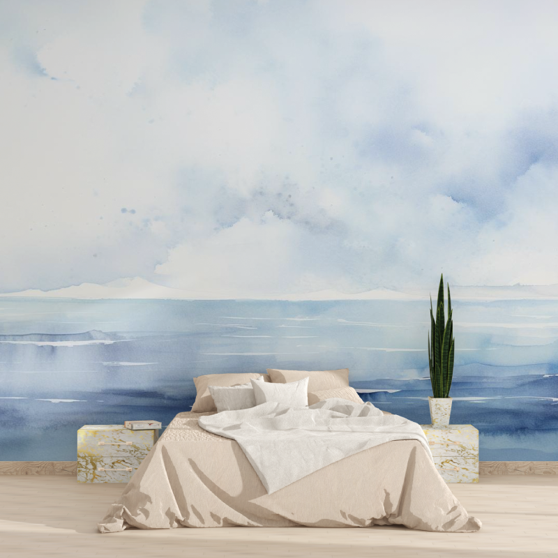 Papier peint aquarelle mer tapisserie 2025