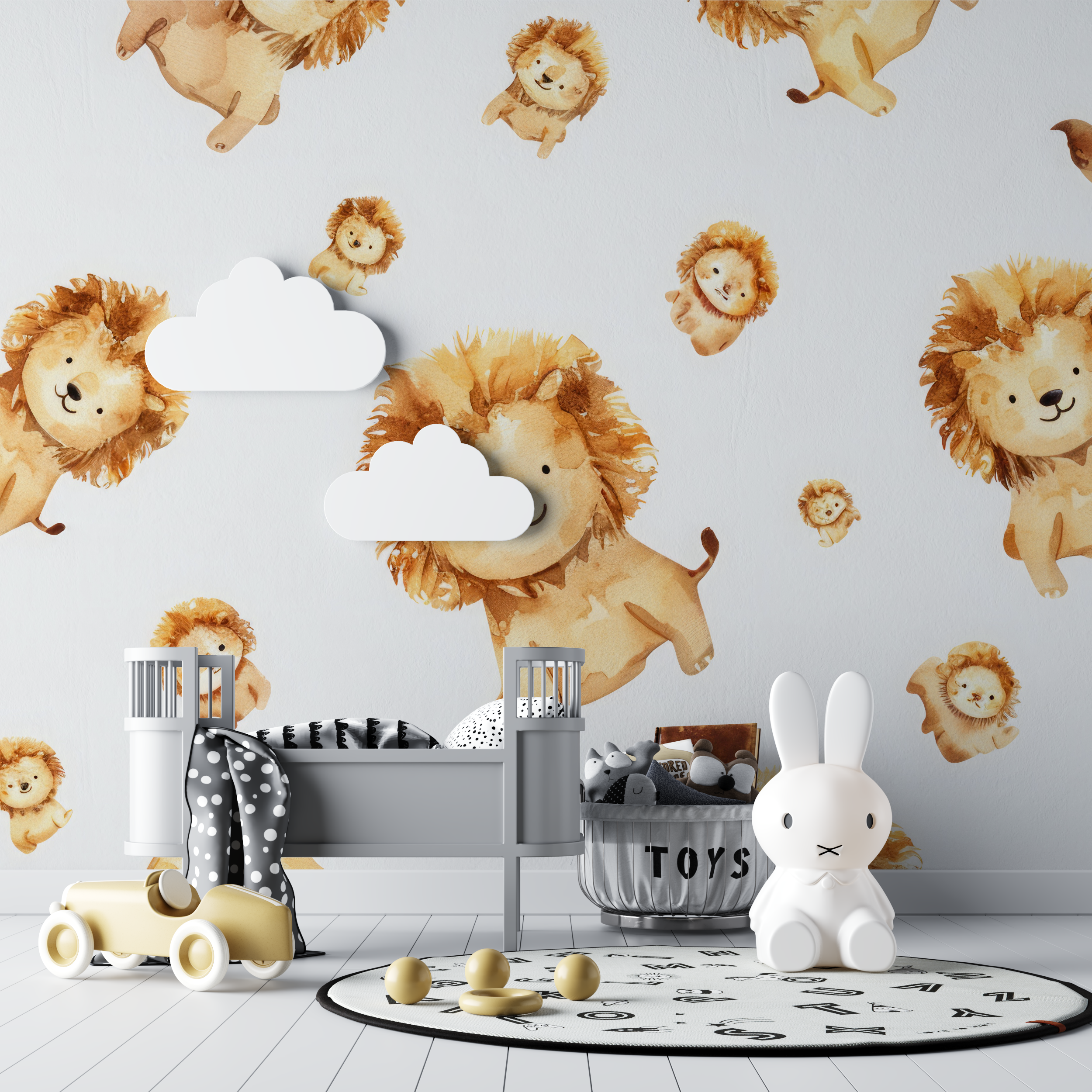Papier peint lion petits motifs bebe tipi