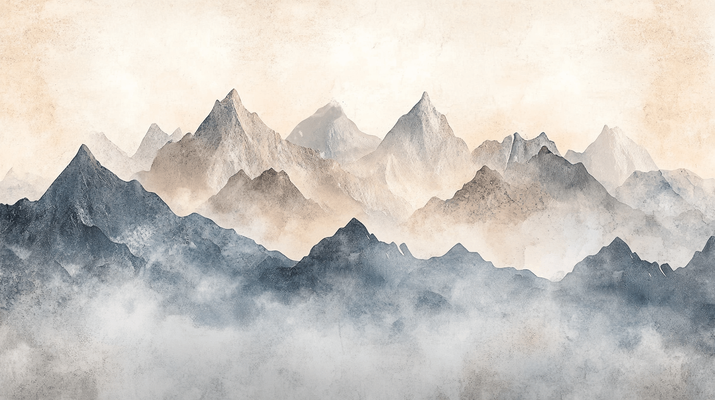 Papier Peint Aquarelle Paysage Montagne Douce