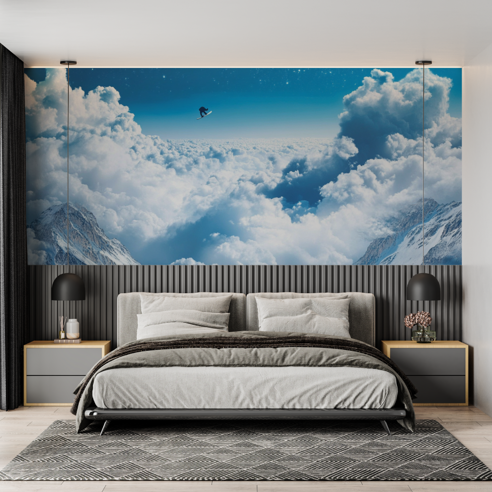 Papier peint trompe loeil plafond chambre adulte tendance