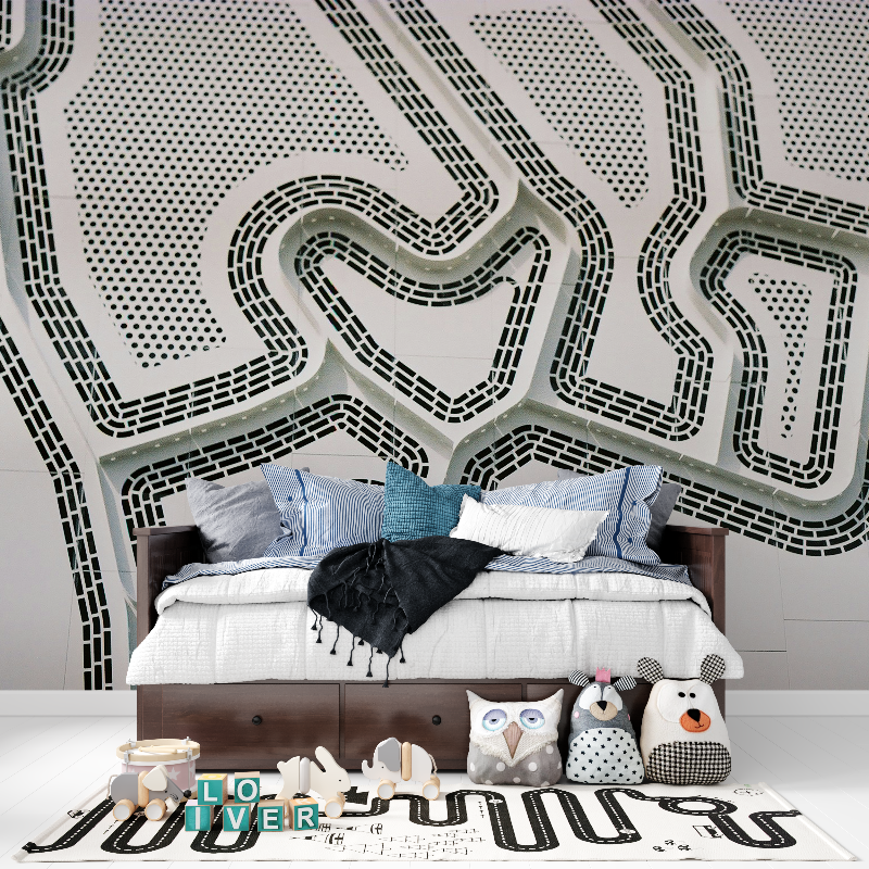 Papier peint circuit voiture panoramique garcon